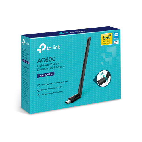 TP-Link Archer T2U Plus AC600 High Gain Wireless Dual-Band USB Adapter - 4