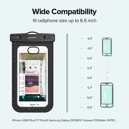 UGREEN Waterproof Phone Pouch, Black (50919) - 3