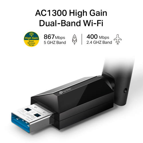 TP-Link Archer T3U Plus AC1300 High Gain Wireless Dual-Band USB Adapter - 2