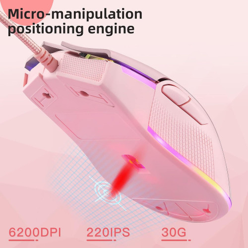 Motospeed V70 USB Wired Gaming Mouse, Pink - 2