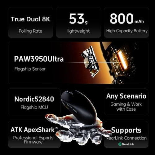 ATK A9 PLUS Wireless Gaming Mouse, Black - 4