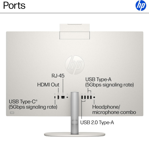HP Star AIO TPC-Q091 PC Core I5-1334U 5.0 GHz, DDR4 16GB RAM, 512GB PCIe NVMe M.2 SSD, Intel Iris Xe Graphics, FHD 23.8-inch, Touch, K&M, Shell White - 3