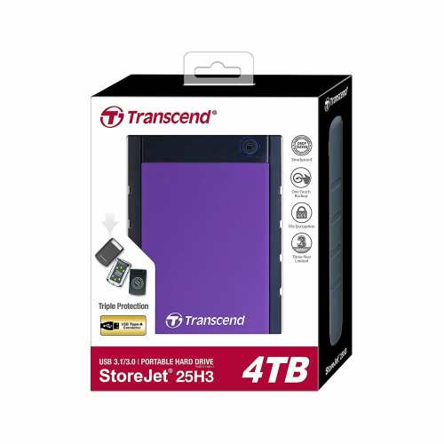 Transcend 4TB USB 3.1 StoreJet 25H3 2.5-inch Portable Hard Drive Purple /TS4TSJ25H3P/ - 3