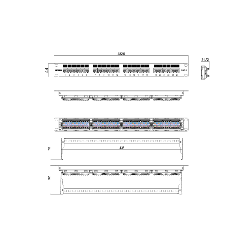 Hikvision CAT6 24-port 1U Patch Panel DS-1CP6U24-1U - 5
