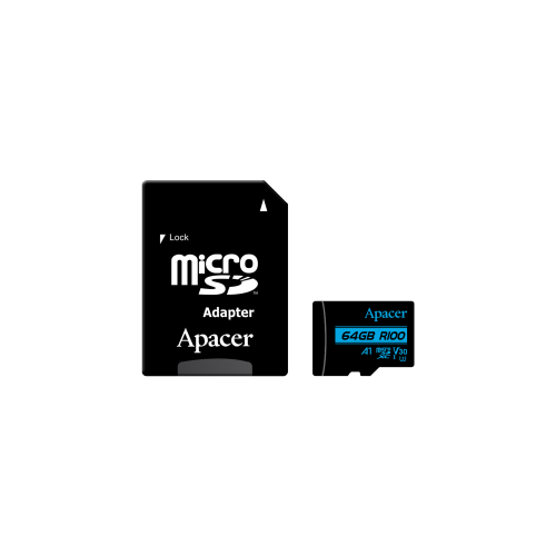 Apacer 64GB R100 UHS-I U3 V30 100MB/s Micro SD Memory Card /AP64GMCSX10U8-R/ - 1