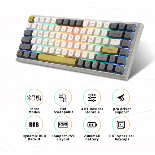 Motospeed SK84 RGB Wireless Bluetooth Mechanical Keyboard - 3