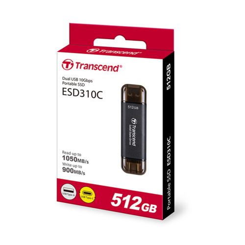 Transcend 512GB ESD310C USB-A & USB-C 3.2 Gen2 Portable SSD /TS512GESD310C/ - 3