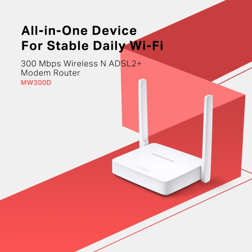 Mercusys MW300D 300Mbps Wireless N ADSL2+ Modem Router - 3