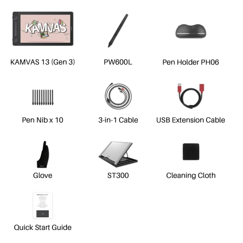 Huion Kamvas 13 (Gen3) GS1333 Graphic Pen Display, Black - 6