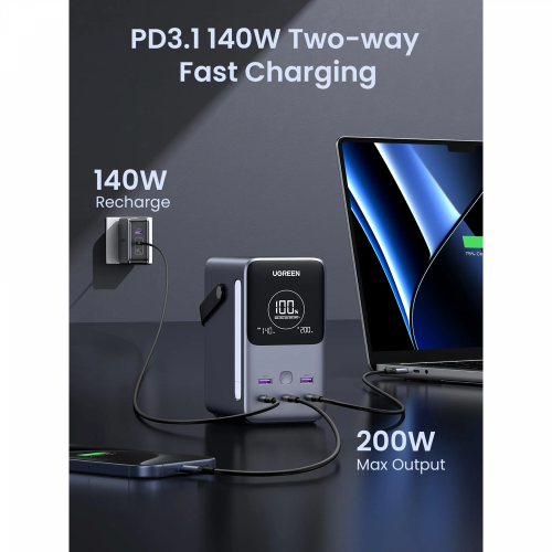 UGREEN 300W 48000mAh Fast Charging Power Bank with LCD Display (25286) - 4