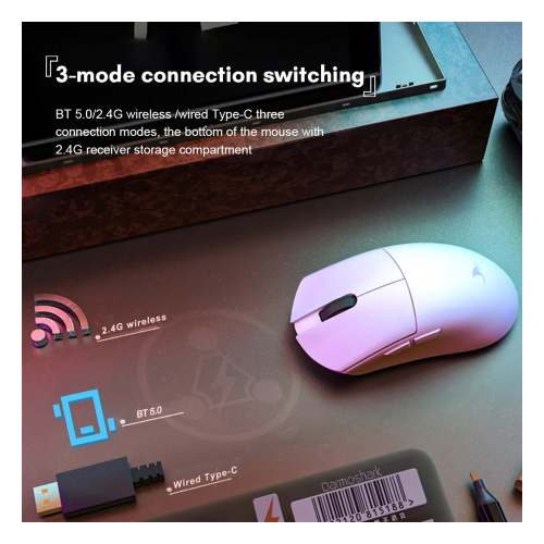 Motospeed M3 Wireless Bluetooth Gaming Mouse White - 2