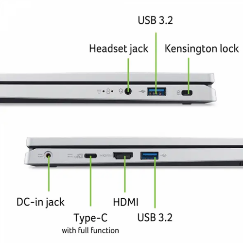 Acer Aspire Go 14 AG14-31P-36EQ Intel Core i3-N305, DDR5 8GB RAM, 512GB PCIe NVMe Gen4 M.2 SSD, Intel Graphics, 14-inch WUXGA Acer ComfyView, Win11 Home, Silver - 2