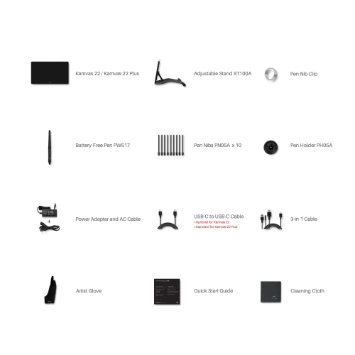 Huion Kamvas 22 GS2201 Graphic Pen Display, Black - 6