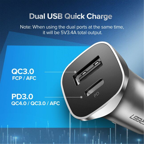 UGREEN Aluminum 18W PD Fast Car Charger (30780) - 3
