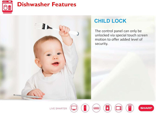 Sharp 12 сет багтаамжтай, 6 төрлийн горимтой, тавилгад суурилдаггүй аяга таваг угаагч QW-MB612-WH3 - 6