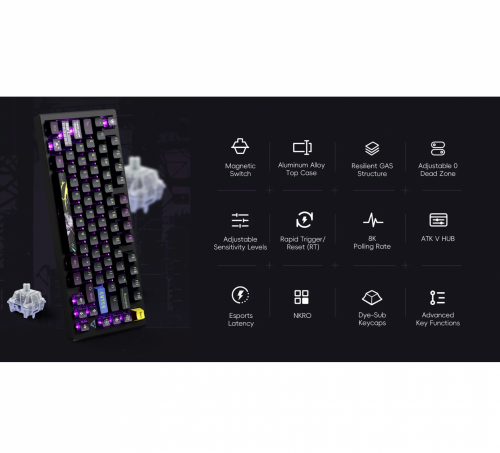 ATK RS7 RGB High-Performance Magnetic Gaming Keyboard, Black - 3