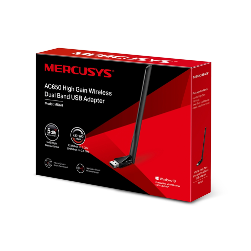 Mercusys MU6H AC650 High Gain Wireless Dual-Band USB Adapter - 5