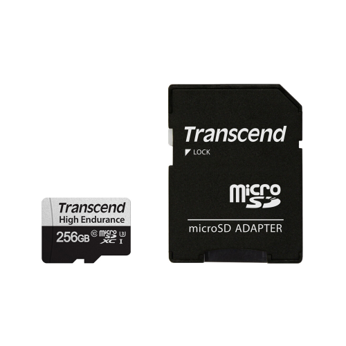Transcend 256GB High Endurance 350V UHS-I XC 100MB/s Micro SD Memory Card with SD adapter /TS256GUSD350V/