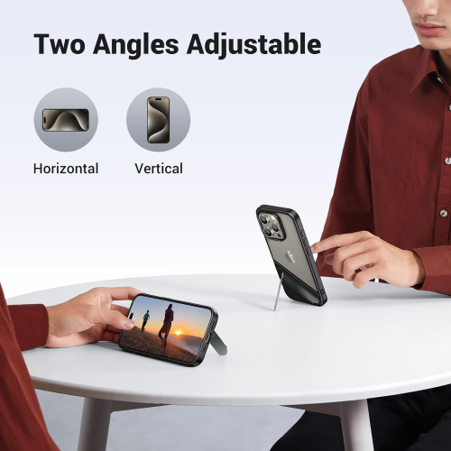 UGREEN Kickstand Protective Case for iPhone 15, Black (25404) - 2