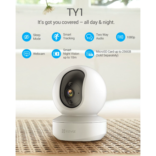 EZVIZ CS-TY1 Smart Wi-Fi Pan & Tilt FHD Camera (B0-1G2WF) - 2