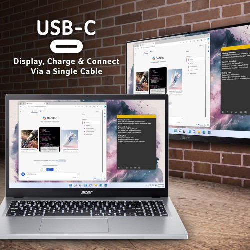 Acer Aspire Go 15 AG15-32P-33LJ Intel Core 3-N355, DDR5 8GB RAM, 512GB PCIe Gen4 SSD, 15.6-inch FHD, Win11 Home, Silver - 5