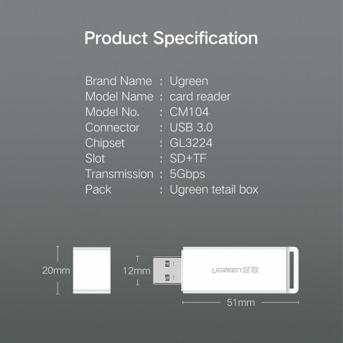UGREEN 2-in-1 USB 3.0 to SD card / Micro SD Card Reader (40752) - 5