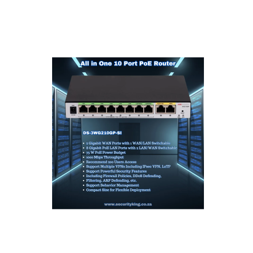 Hikvision All-in-One 10-Port Gigabit PoE VPN Router DS-3WG210GP-SI - 2