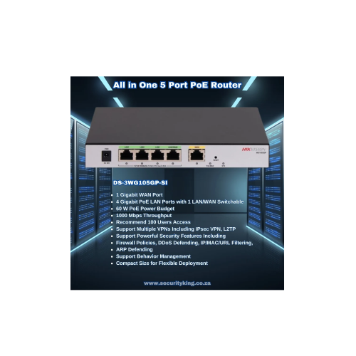 Hikvision All-in-One 5-Port Gigabit PoE VPN Router DS-3WG105GP-SI - 2