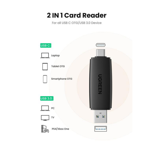 UGREEN 2-in-1 USB-A & USB-C to SD card / Micro SD Card Reader (80191) - 2