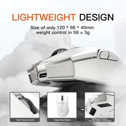 Motospeed Darmoshark N3 Wireless, Wired and Bluetooth Tri-Mode Optical Gaming Mouse, White - 4