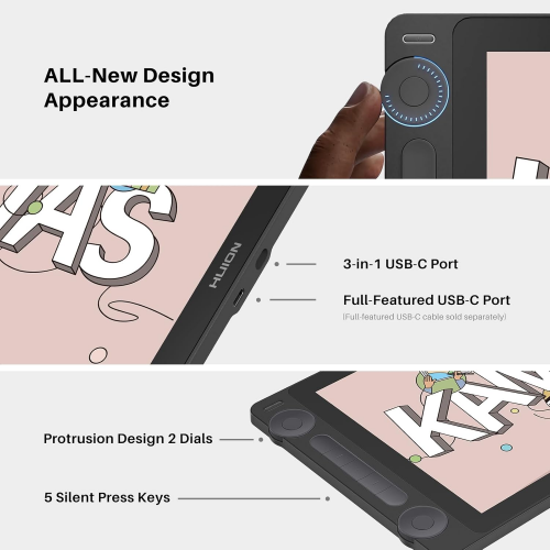 Huion Kamvas 13 (Gen3) GS1333 Graphic Pen Display, Black - 3