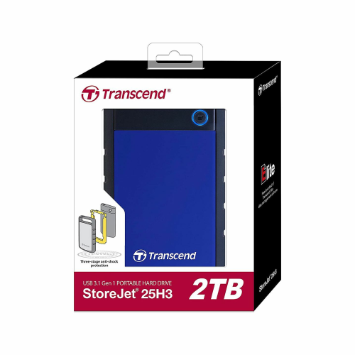 Transcend 2TB USB 3.1 StoreJet 25H3 2.5-inch Portable Hard Drive Blue /TS2TSJ25H3B/ - 4