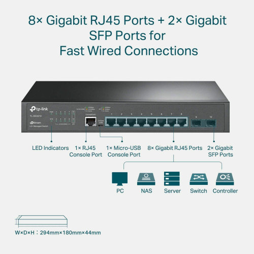 TP-Link SG3210 JetStream 8-Port Gigabit L2 Managed Switch with 2 SFP Slots / Свич салаалагч , Сүлжээний Төхөөрөмж / - 4