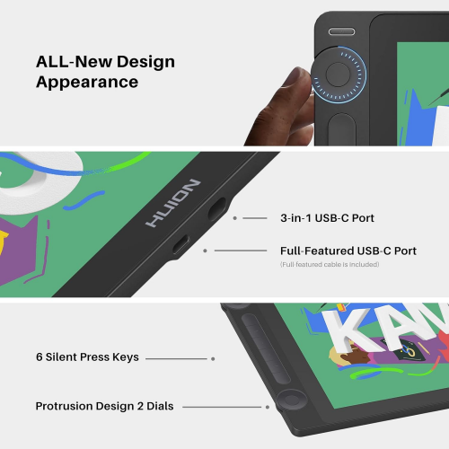 Huion Kamvas 16 (Gen3) GS1563 Graphic Pen Display, Black - 5