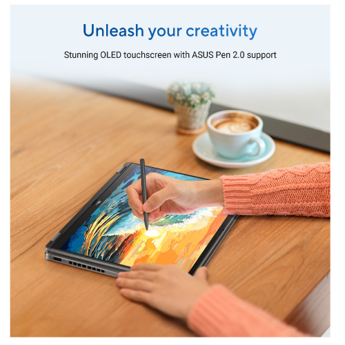 ASUS VivoBook Flip 14 TP3407SA-QL079W Intel Core Ultra 7-256V, 16GB LDDR5X RAM, 512GB PCIe NVMe M.2 SSD, Intel Arc Graphics, WUXGA 14-nch OLED Touch, Win11, Matte Gray - 12