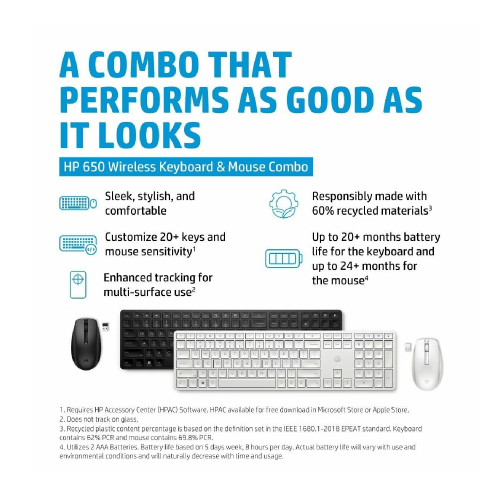 HP 650 Wireless Mouse and Keyboard Combo, Black - 4