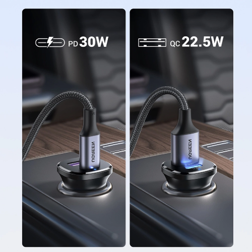 UGREEN USB-C USB-A 30W Fast Car Charger (25845) - 4