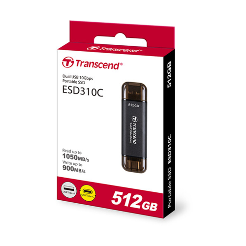 Transcend 512GB ESD310S USB-A & USB-C 3.2 Gen2 Portable SSD /TS512GESD310S/ - 3