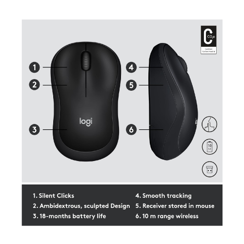 Logitech M220 Silent Wireless Mouse, Grey - 4