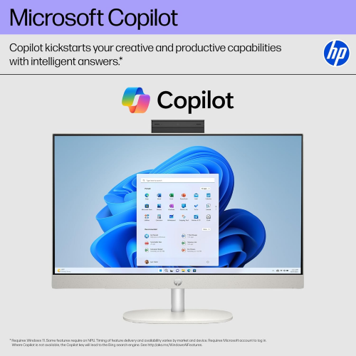 HP Star AIO TPC-Q091 PC Core I5-1334U 5.0 GHz, DDR4 16GB RAM, 512GB PCIe NVMe M.2 SSD, Intel Iris Xe Graphics, FHD 23.8-inch, Touch, K&M, Shell White - 2