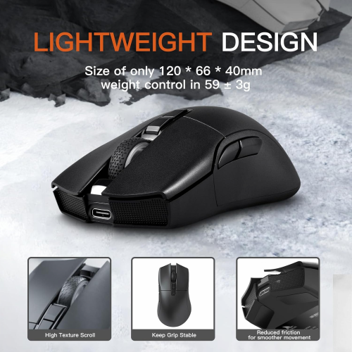 Motospeed Darmoshark N3 Wireless, Wired and Bluetooth Tri-Mode Optical Gaming Mouse, Black - 3