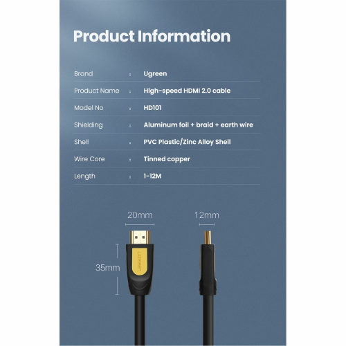UGREEN HDMI Round Cable 10m (10170) - 5