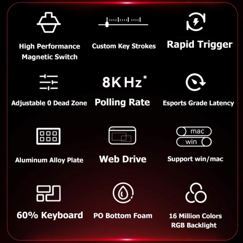 ATK FGG MAD LIGHT 60 High-Performance Magnetic Gaming Keyboard, Red - 2