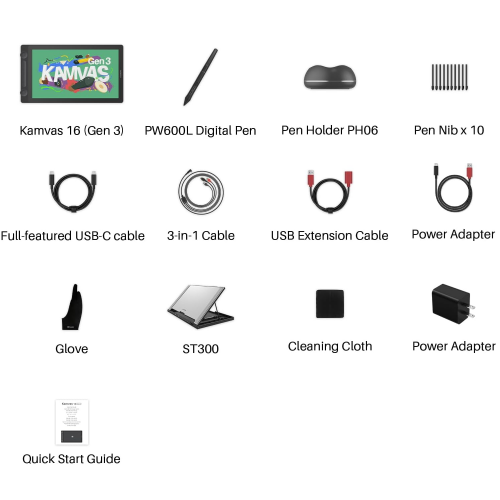 Huion Kamvas 16 (Gen3) GS1563 Graphic Pen Display, Black - 8