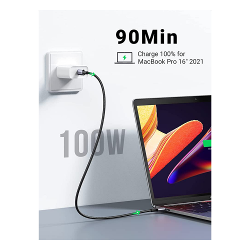 UGREEN USB-C Male to Male 100W PD Fast Charging Braided Cable 1m (70427) - 2