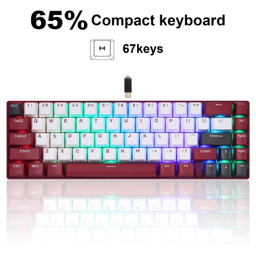 Motospeed BK67 Bluetooth and Wired Dual-Mode Mechanical Gaming Keyboard, Yellow - 2