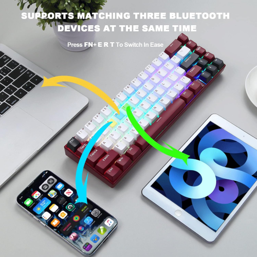 Motospeed BK67 Bluetooth and Wired Dual-Mode Mechanical Gaming Keyboard, Yellow - 4